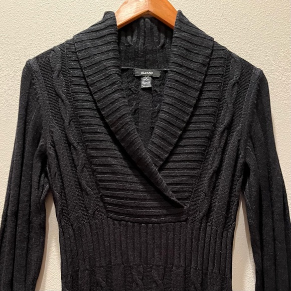 Alfani Womens Sweater Dress Silk Angora Blend Chunky Cable Knit Black Small - Picture 7 of 11